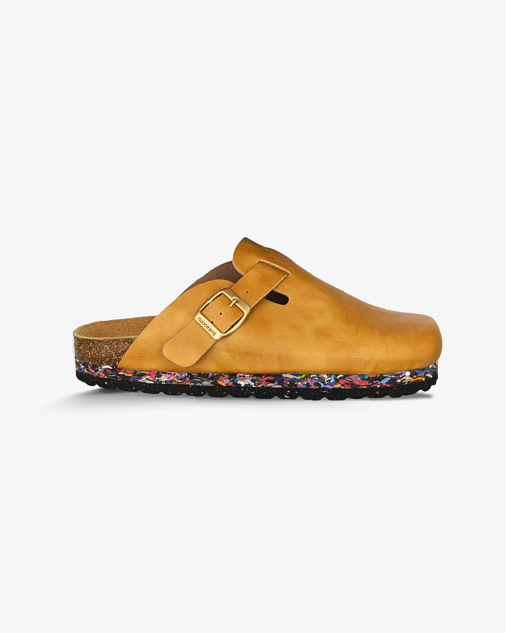 Nuoceans AMBER recycled vegan leather clog in amber main product image