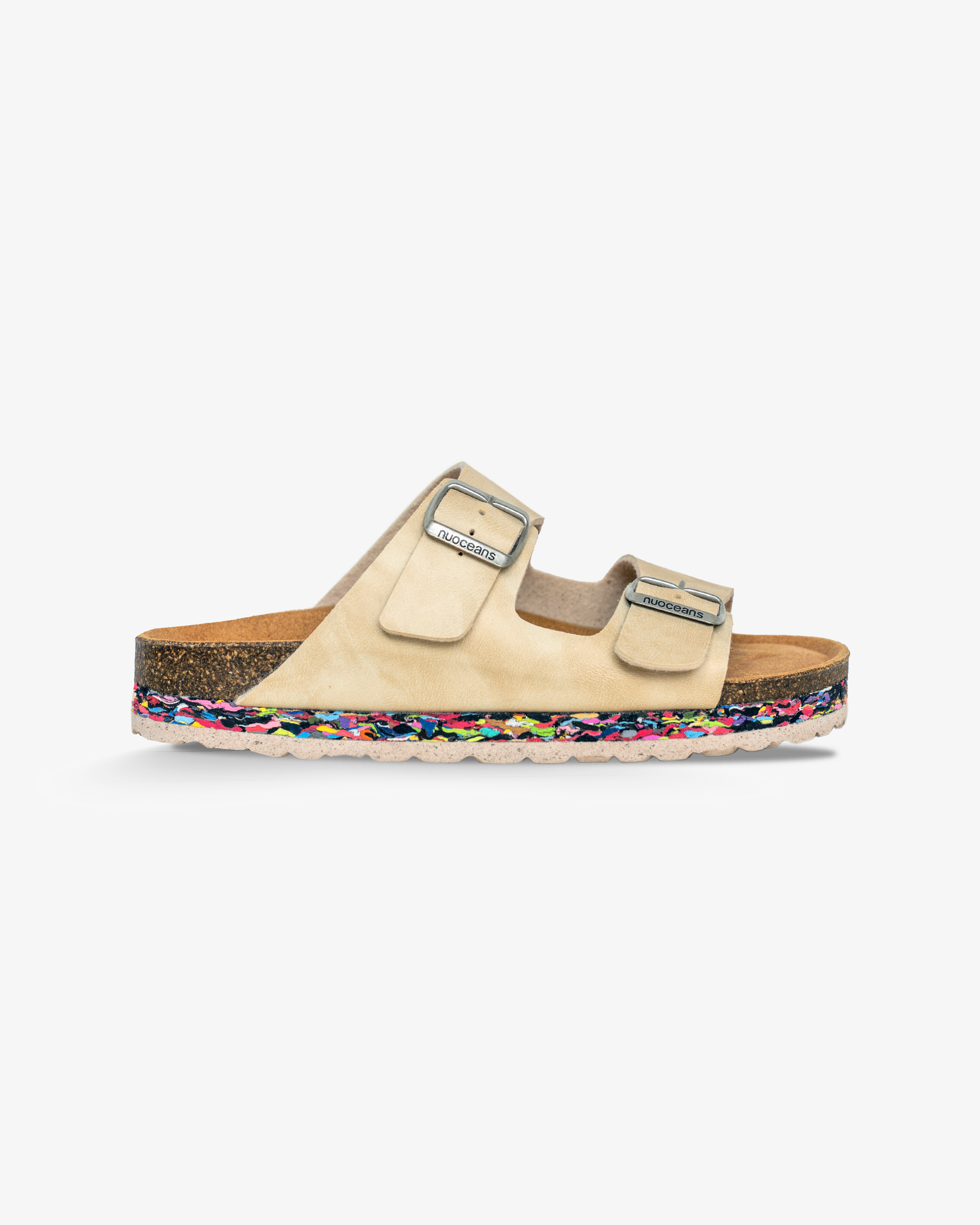 Nuoceans PEBBLE recycled vegan leather sandal in beige main product image