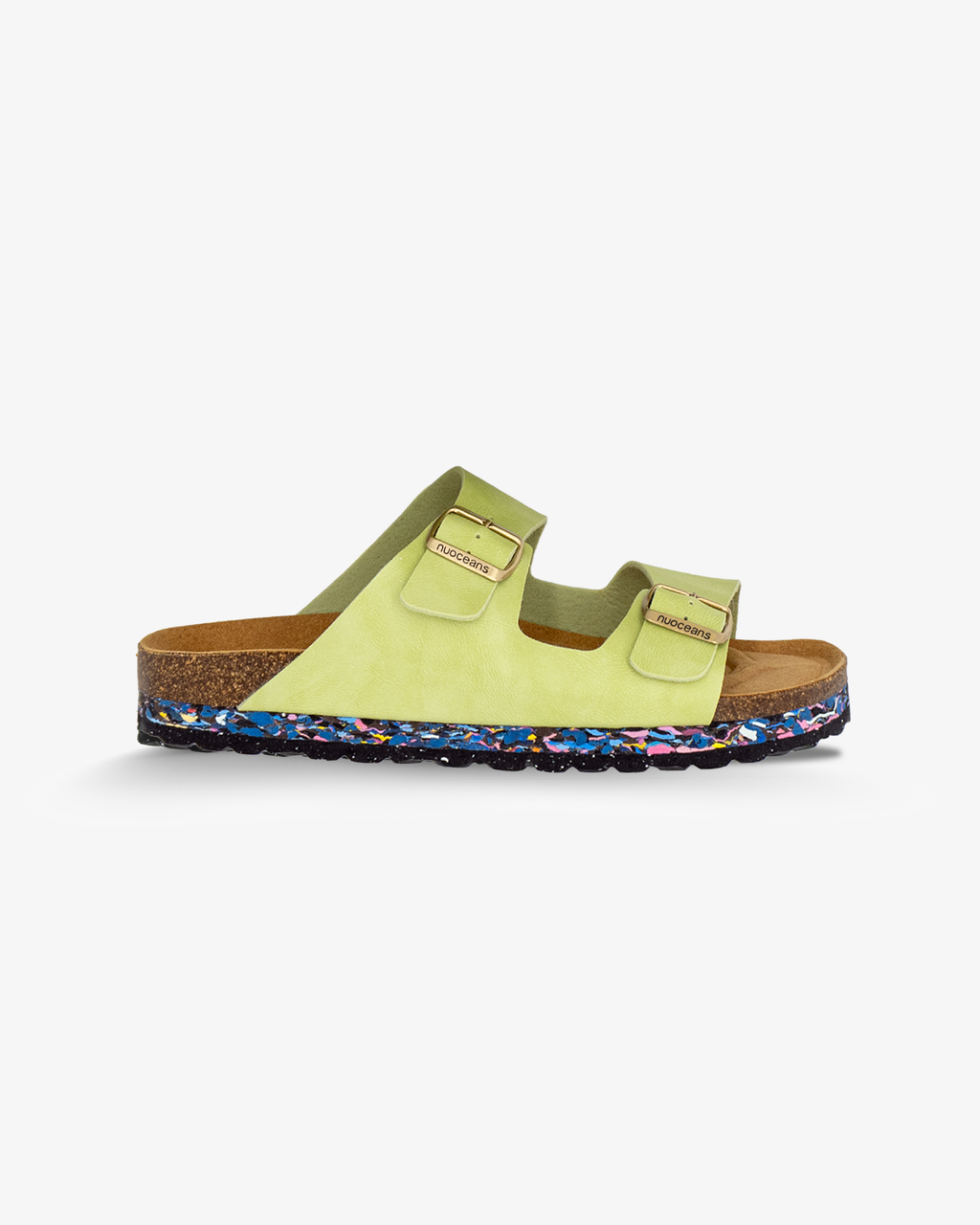 Nuoceans MATCHA recycled vegan leather sandal in green main product image