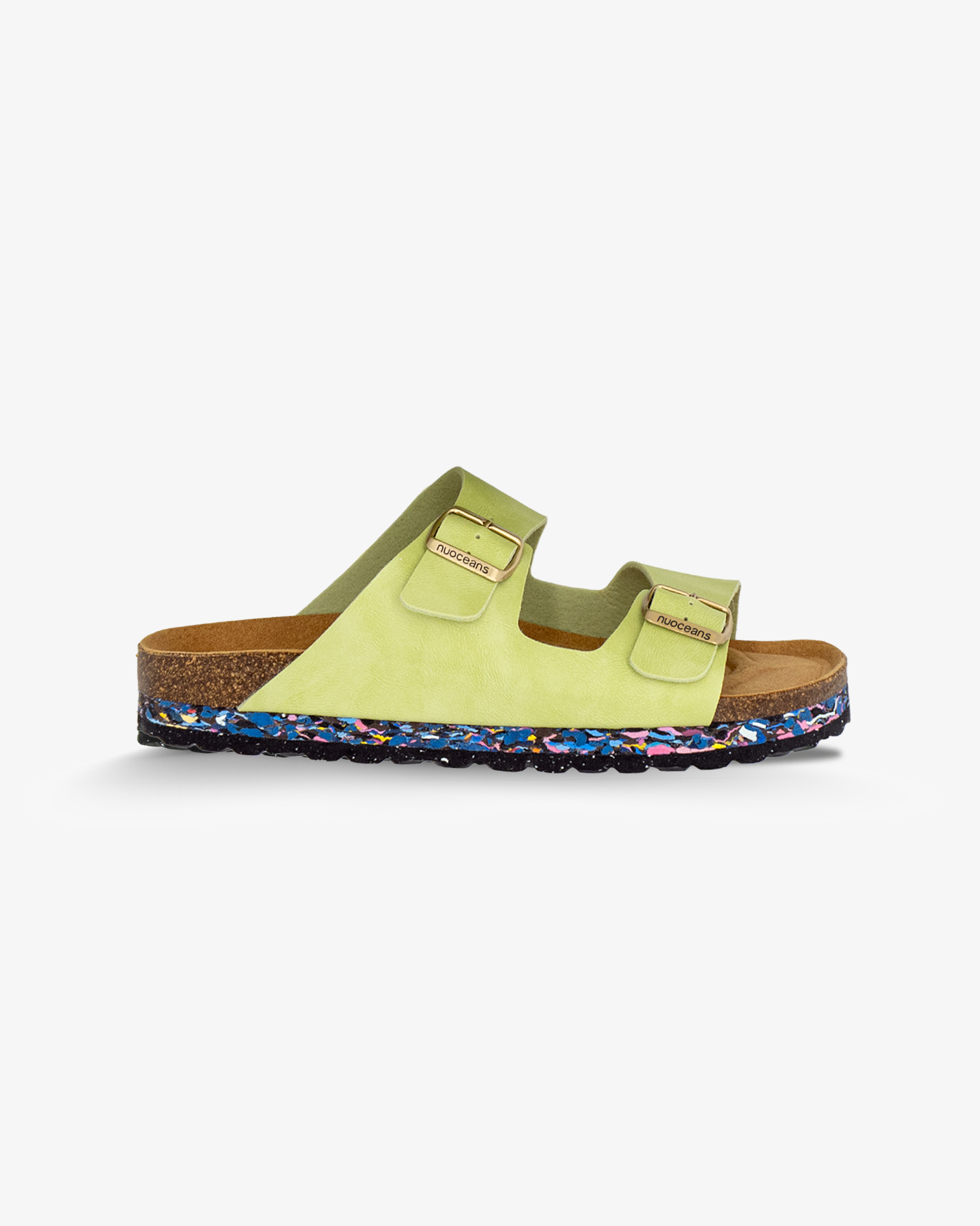 Nuoceans MATCHA recycled vegan leather sandal in green main product image