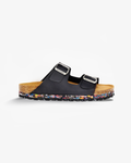 Nuoceans ONYX recycled vegan leather sandal in black main product image