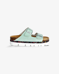 Nuoceans BUBBLES recycled vegan leather platform sandal in aqua blue main product image