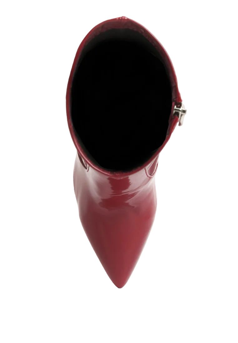 Kenike Pluto burgundy block heel ankle boot close-up
