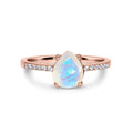 Rainbow moonstone ring in 18k rose gold vermeil on white background