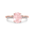 Rose quartz ring in 18k rose gold vermeil on white background