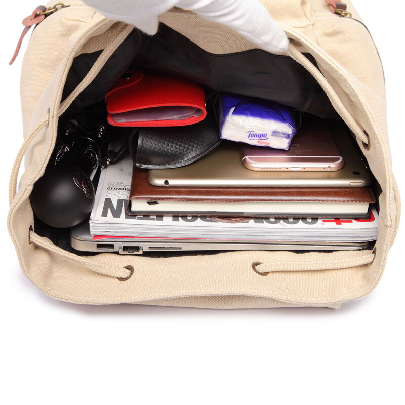 Kenike beige backpack pocket and strap detail