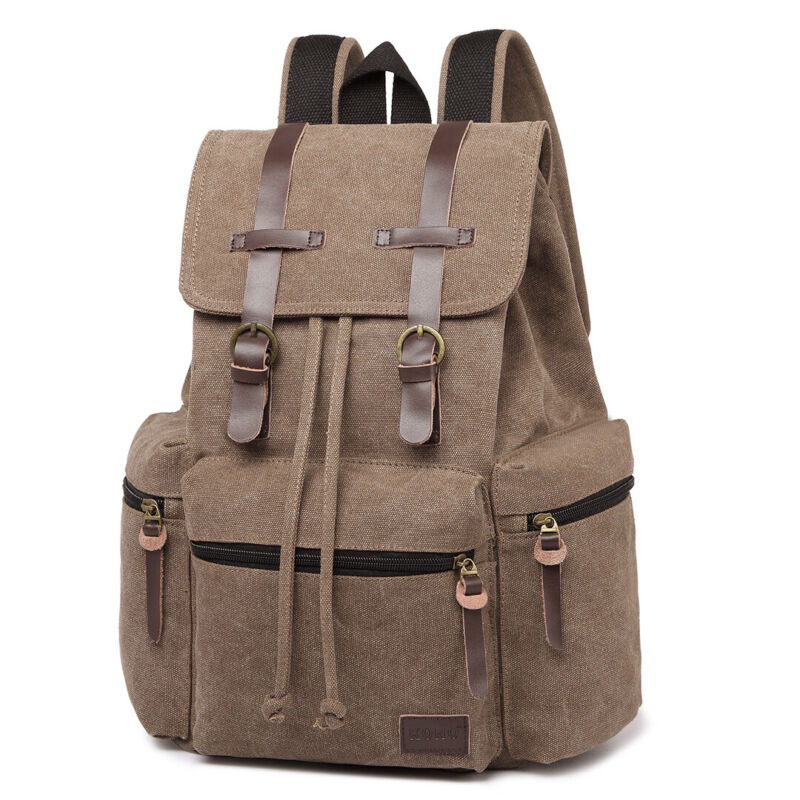 Kenike coffee canvas rucksack side profile