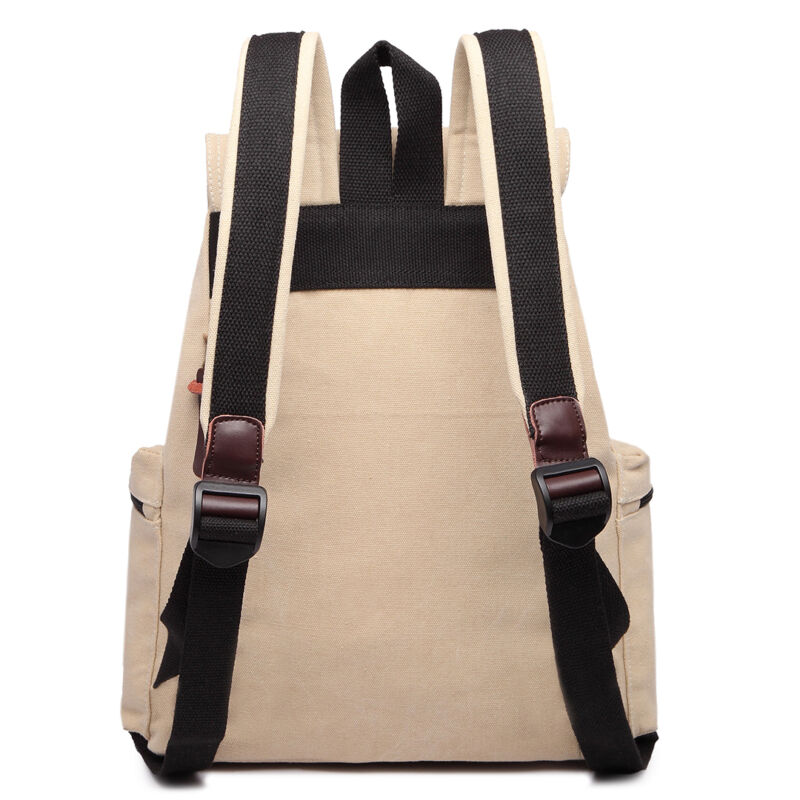 Kenike beige canvas rucksack side profile