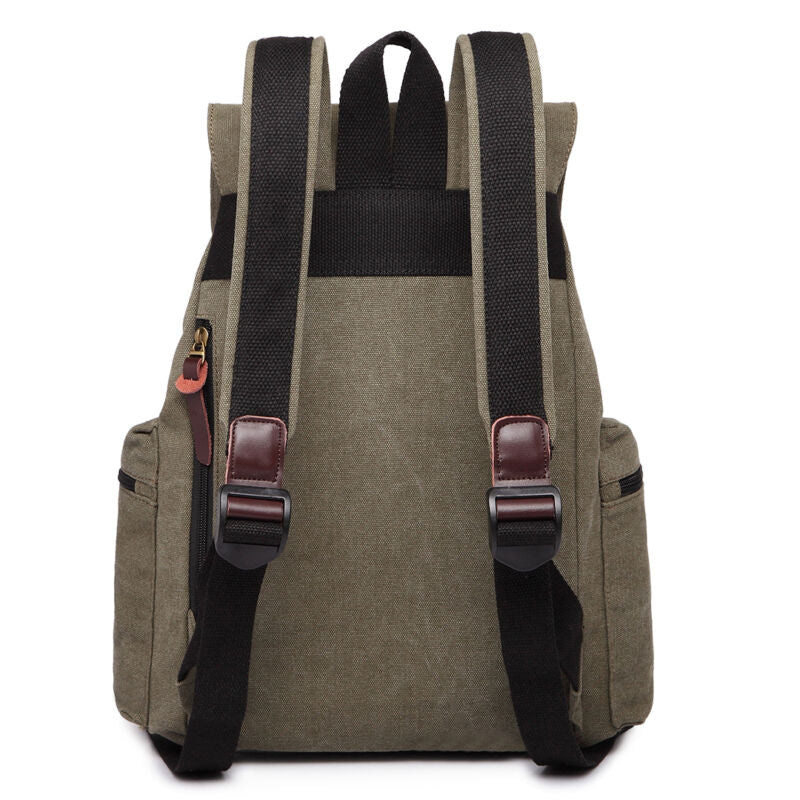 Kenike large school canvas backpack side profile
