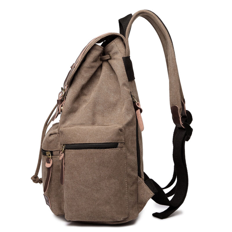 Kenike coffee backpack strap and pocket detail