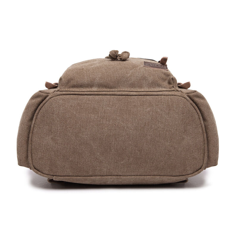 Kenike coffee canvas backpack zipper detail