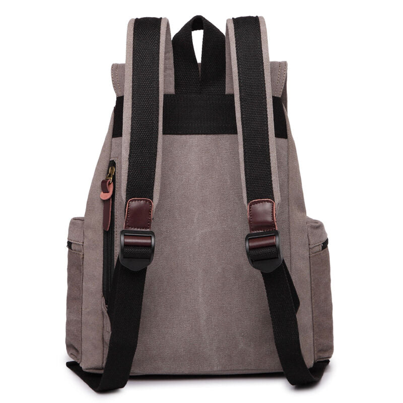 Kenike grey canvas rucksack side profile