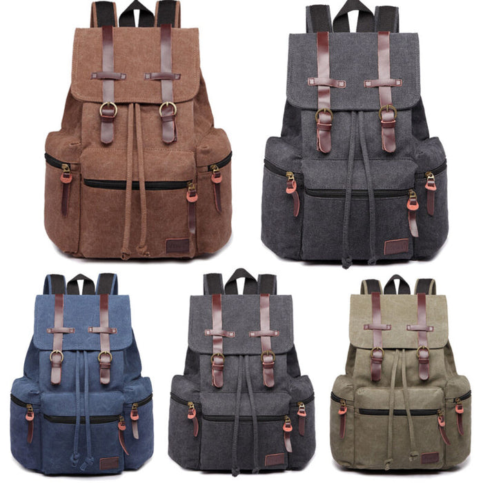 Unisex Canvas Leather Backpack