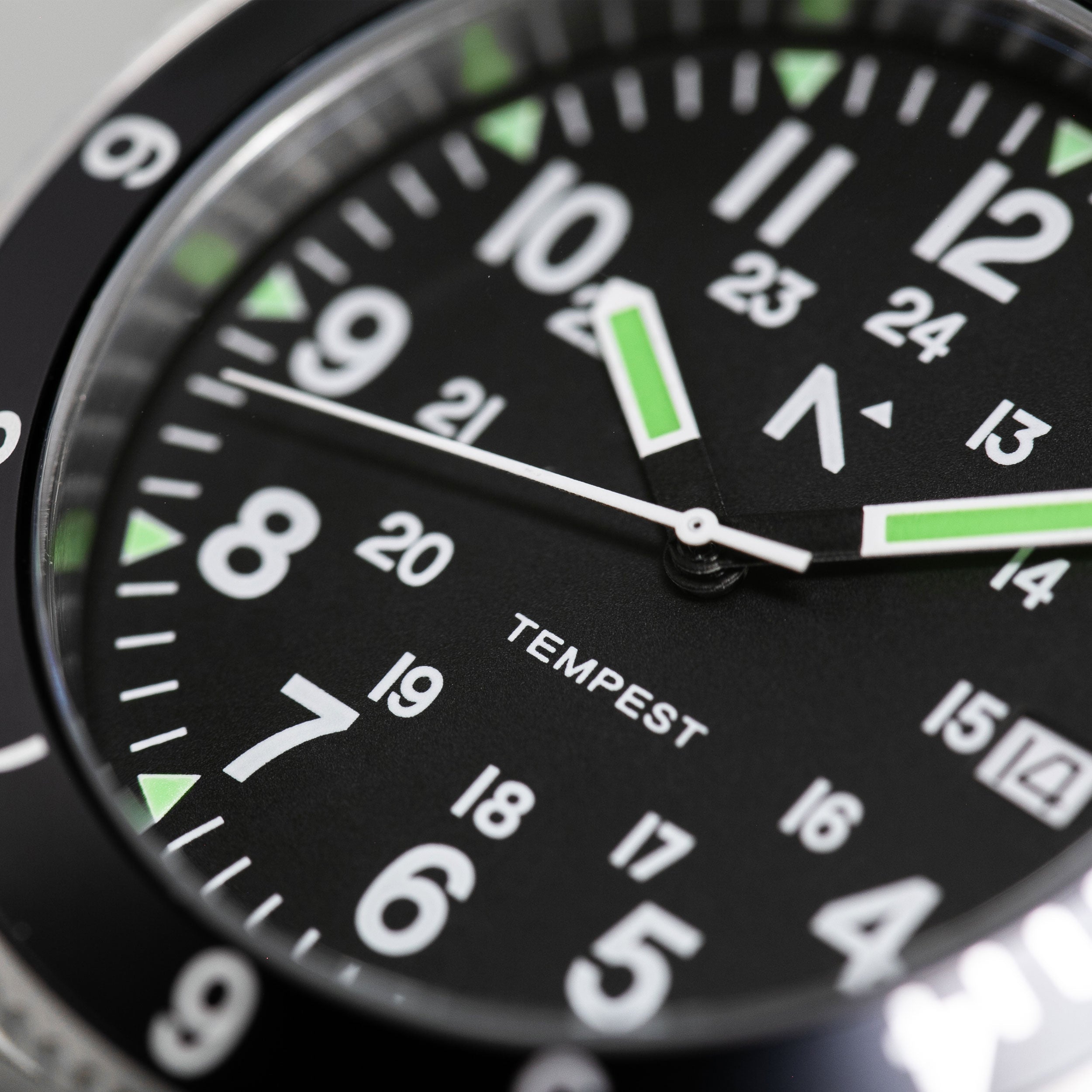 Rotate North Tempest Quartz Navigator watch dial detail