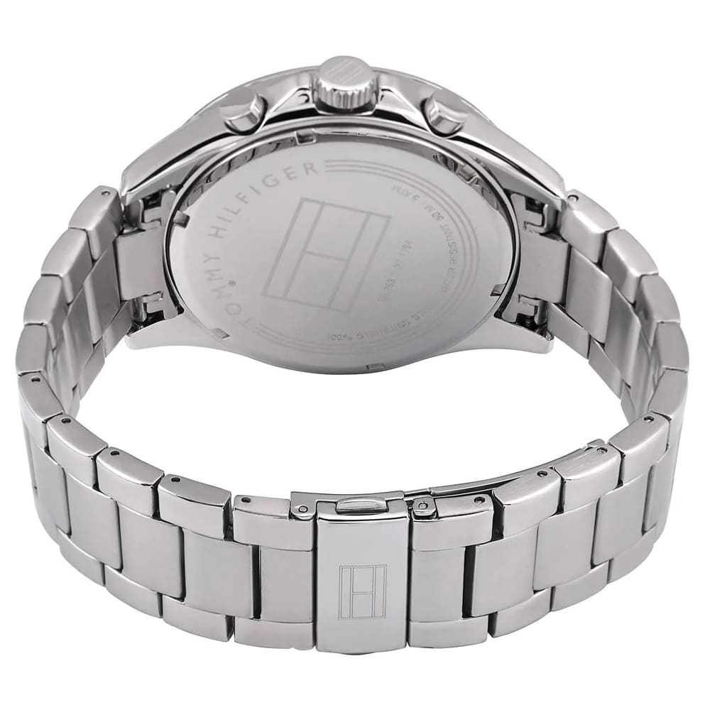Tommy Hilfiger 1791104 silver watch clasp view with black dial