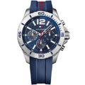 Tommy Hilfiger 1791142 Luke watch front view with blue strap and blue dial