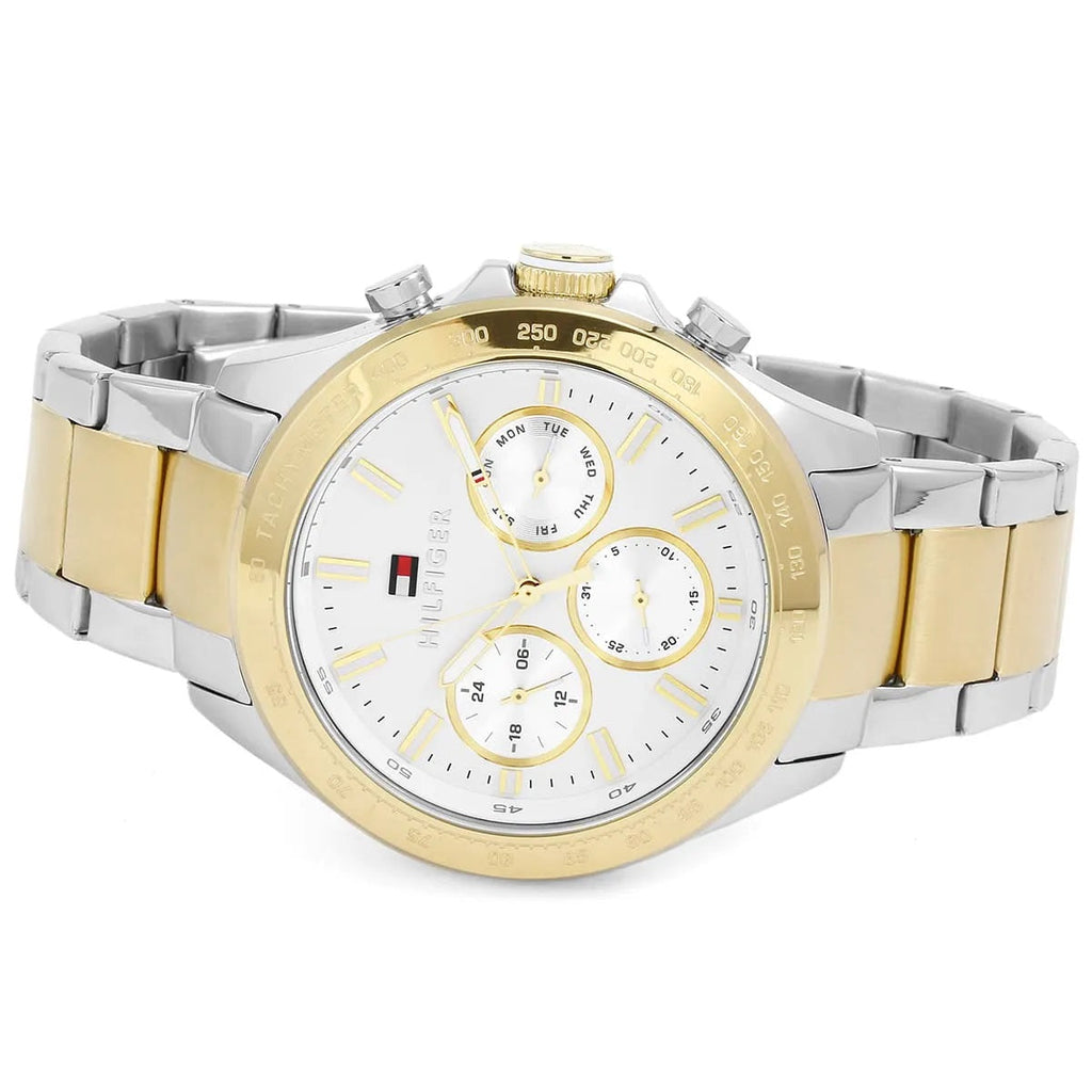 Tommy Hilfiger 1791226 men’s watch with white dial and silver gold strap