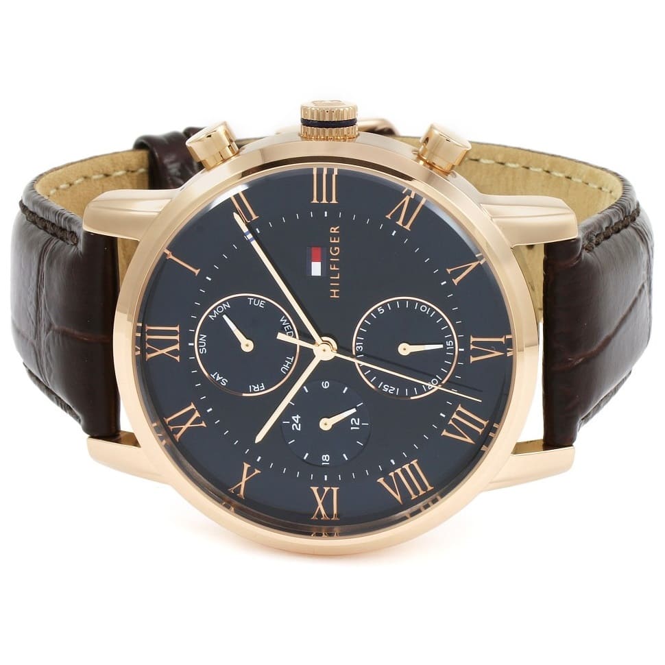 Tommy Hilfiger 1791399 men’s watch with blue dial and brown strap