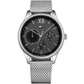 Tommy Hilfiger 1791415 Damon black dial close-up with silver band