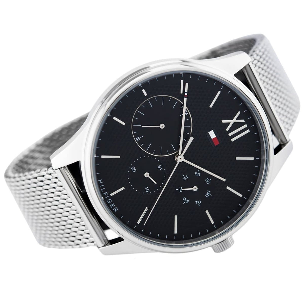 Tommy Hilfiger 1791415 Damon silver mesh watch front view for men