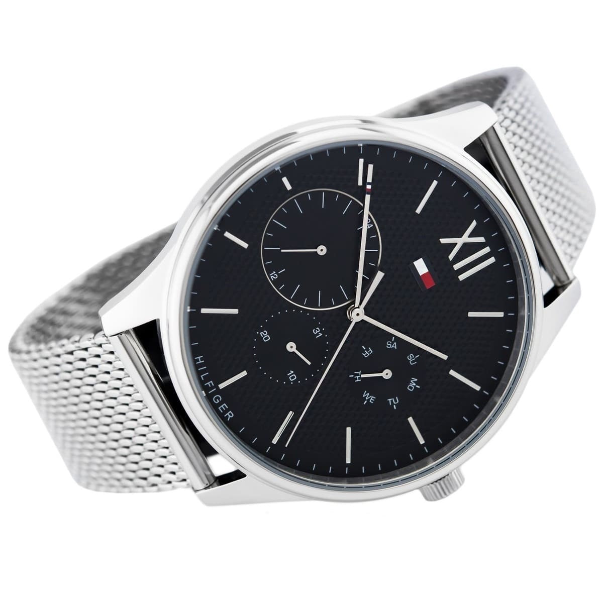 Tommy Hilfiger 1791415 Damon silver mesh watch front view for men