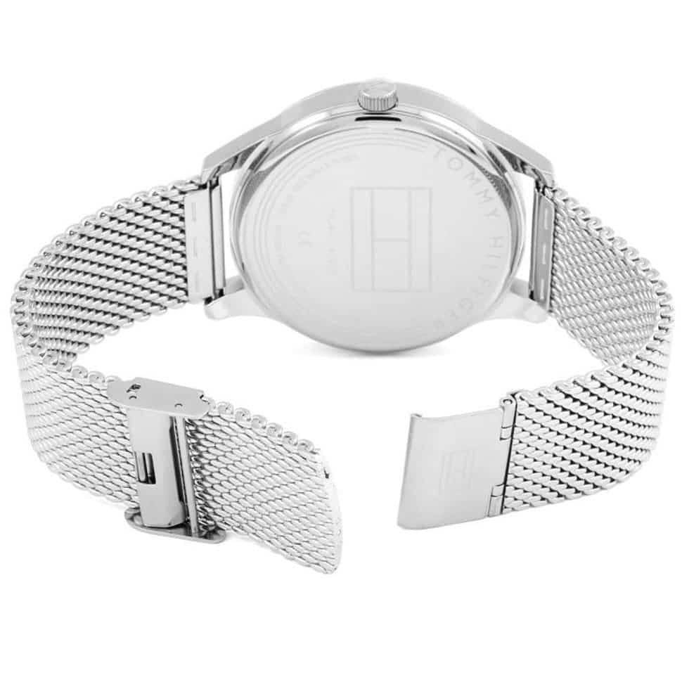 Tommy Hilfiger 1791415 silver mesh watch open clasp view