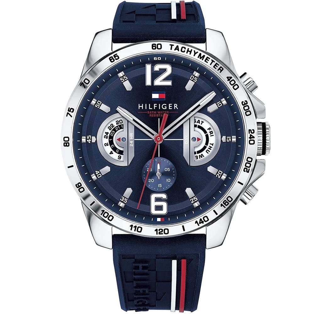 Tommy Hilfiger 1791476 Decker blue silicone strap watch front view