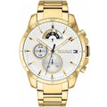Tommy Hilfiger 1791538 Parker gold men’s watch front view with white dial