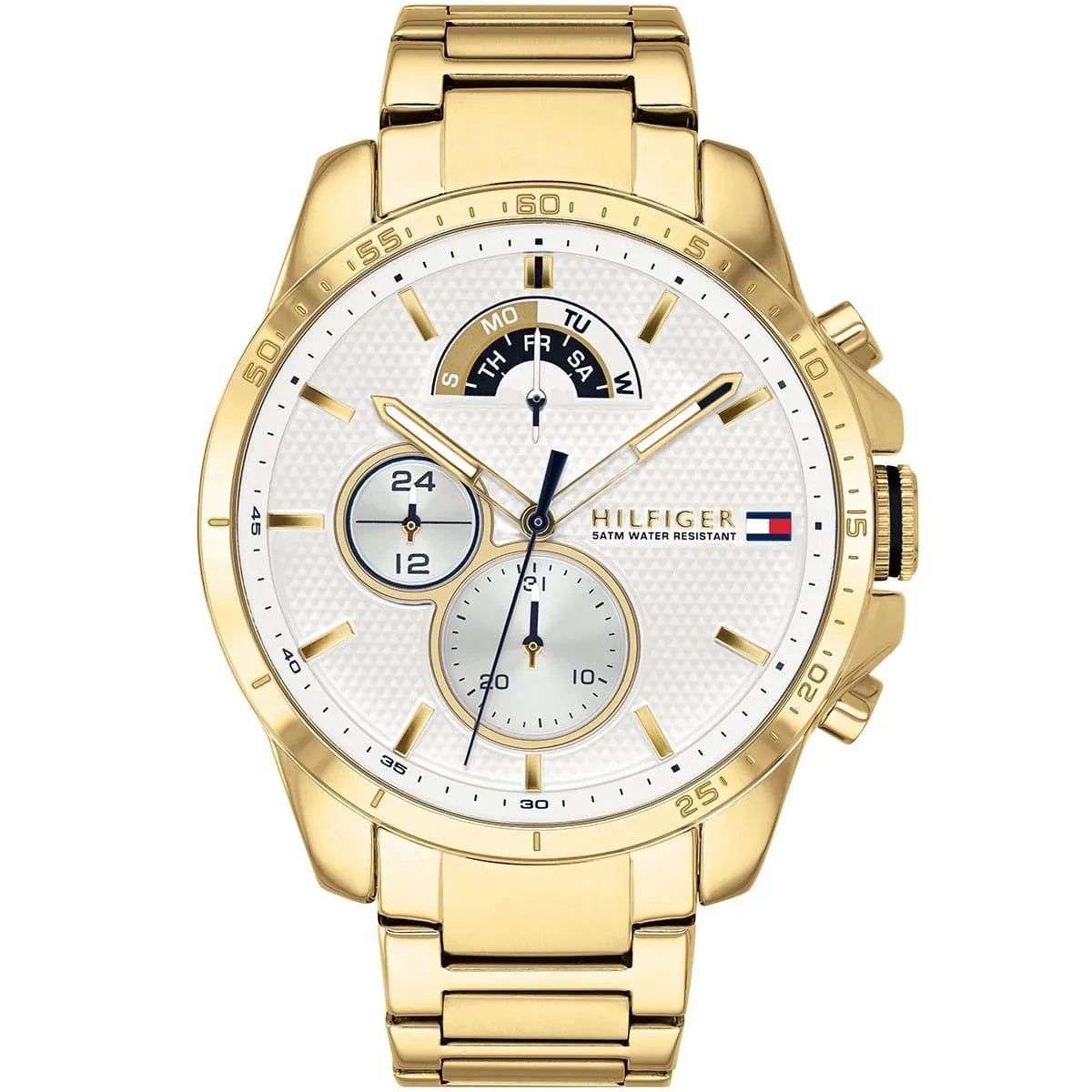 Tommy Hilfiger 1791538 Parker gold men’s watch front view with white dial