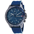 Tommy Hilfiger 1791721 Bank blue dial close-up with blue silicone strap