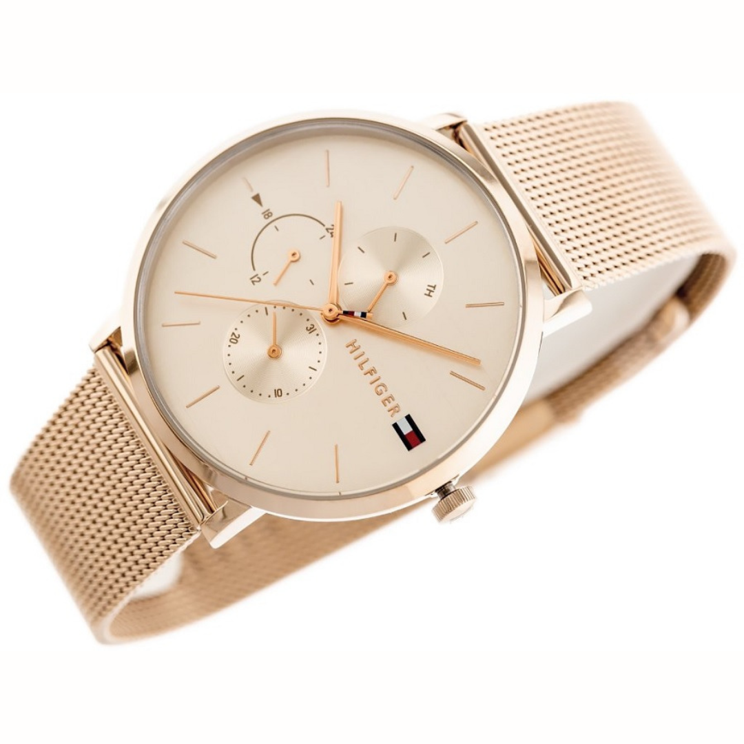 Tommy Hilfiger 1781944 women’s watch rose gold dial close-up