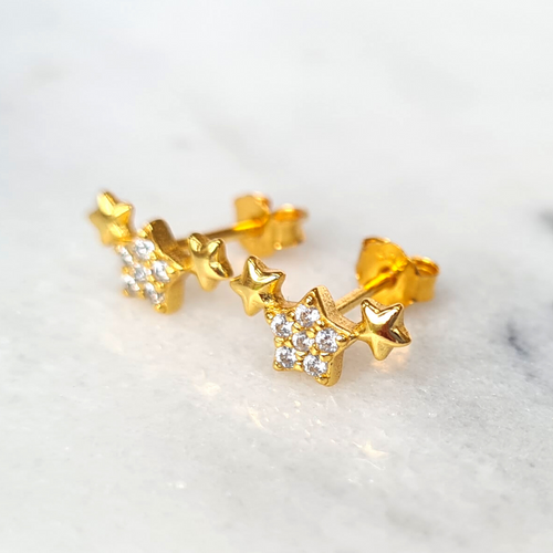 Gold trio of stars earrings product image