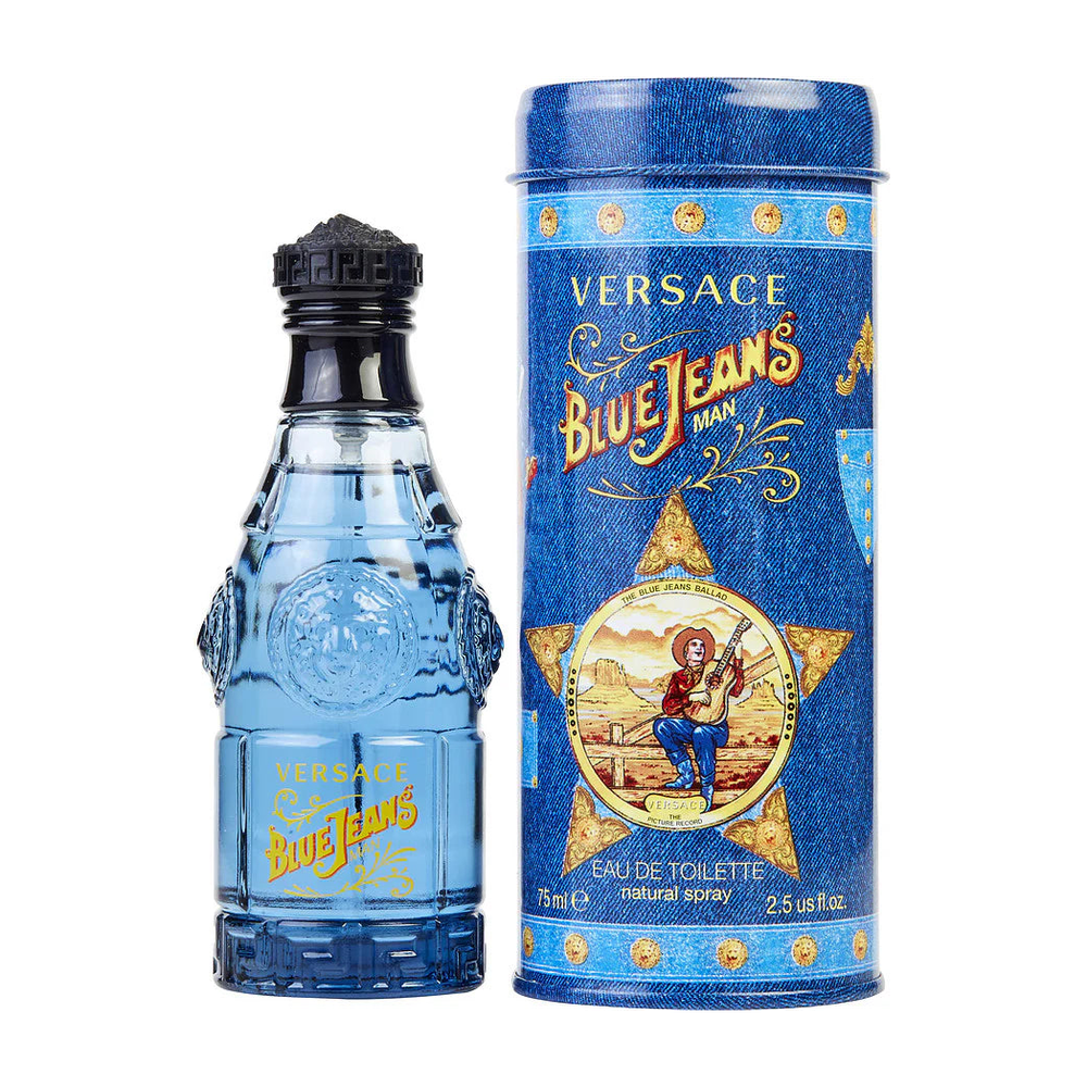Versace Blue Jeans Eau de Toilette 75ml bottle and packaging view