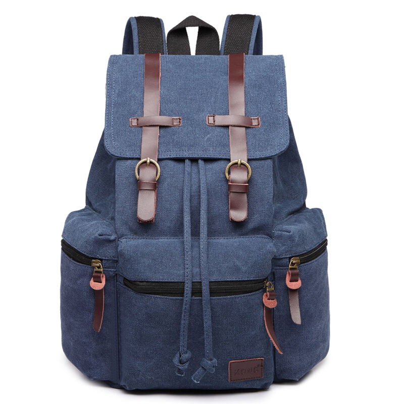 Kenike navy unisex canvas leather backpack variant