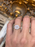 Womens 925 Silver CZ Halo Ring